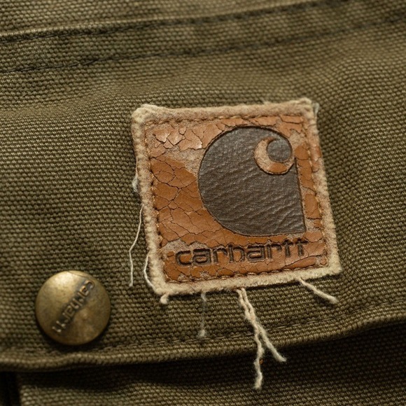 Vintage Carhartt Blanket Lined Duck Canvas Field Coat Jacket USA 90s Olive, XL - Picture 4 of 10